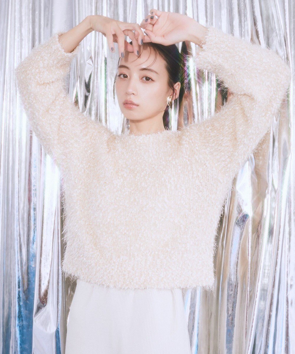 earth music&ecology ポンポンヤーンラメニットプルオーバー 