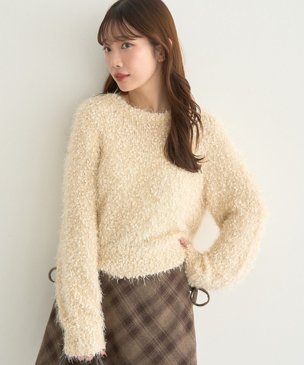 earth music&ecology ポンポンヤーンラメニットプルオーバー 