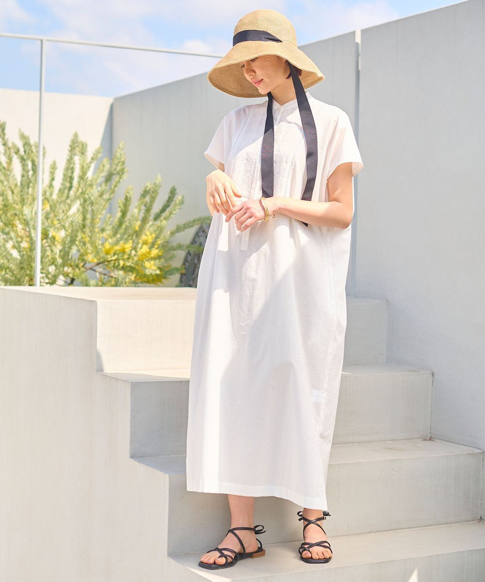 自由区 L 【洗える】ジオメトリックエンブロイダリーシャツ ワンピース 