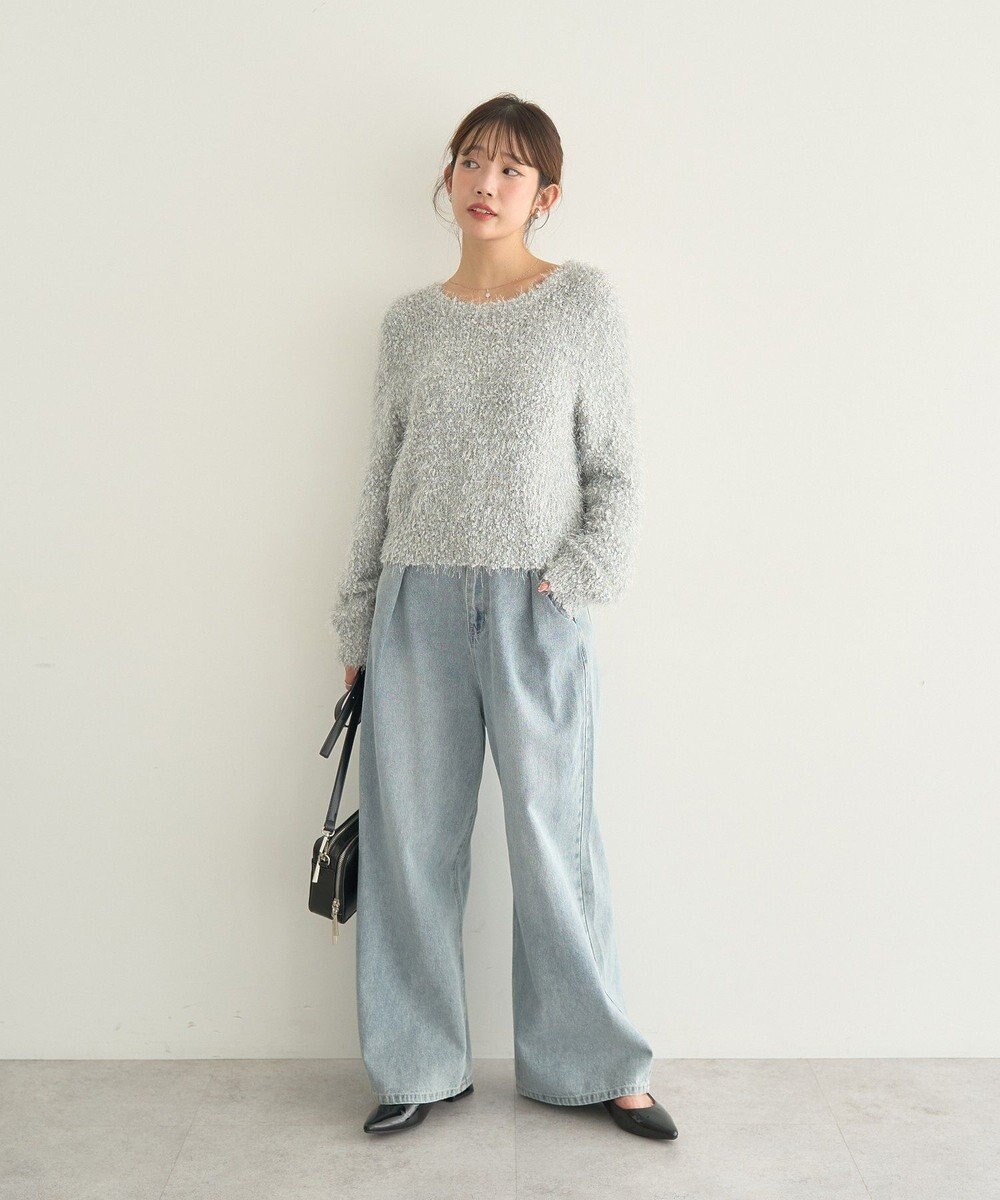 earth music&ecology ポンポンヤーンラメニットプルオーバー 