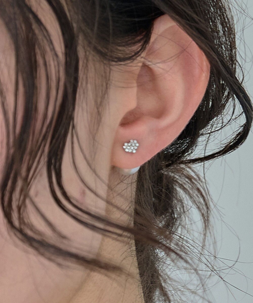 Phoebe 〈金属アレルギー対応〉3wayハートパヴェビジューパールキャッチピアス/シルバー 