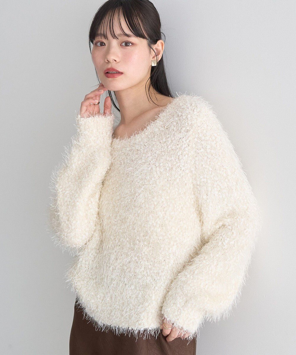 earth music&ecology ポンポンヤーンラメニットプルオーバー 