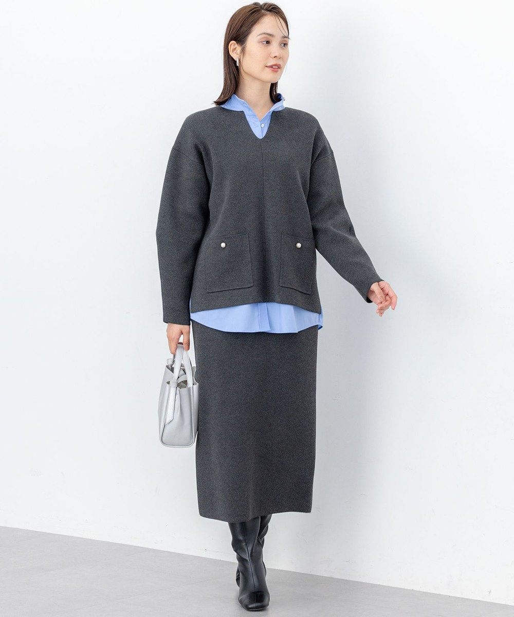 組曲 S 【加藤ローサさん着用 / 前後着用可】コットンタッチシャーティング刺繍入り ブラウス 