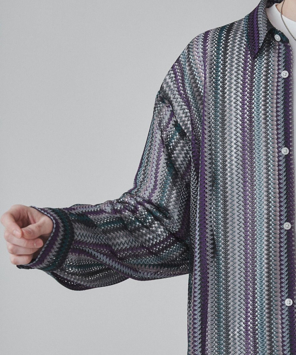 WEGO 【ユニセックス着用ITEM】ストライプメッシュBIGシャツ 