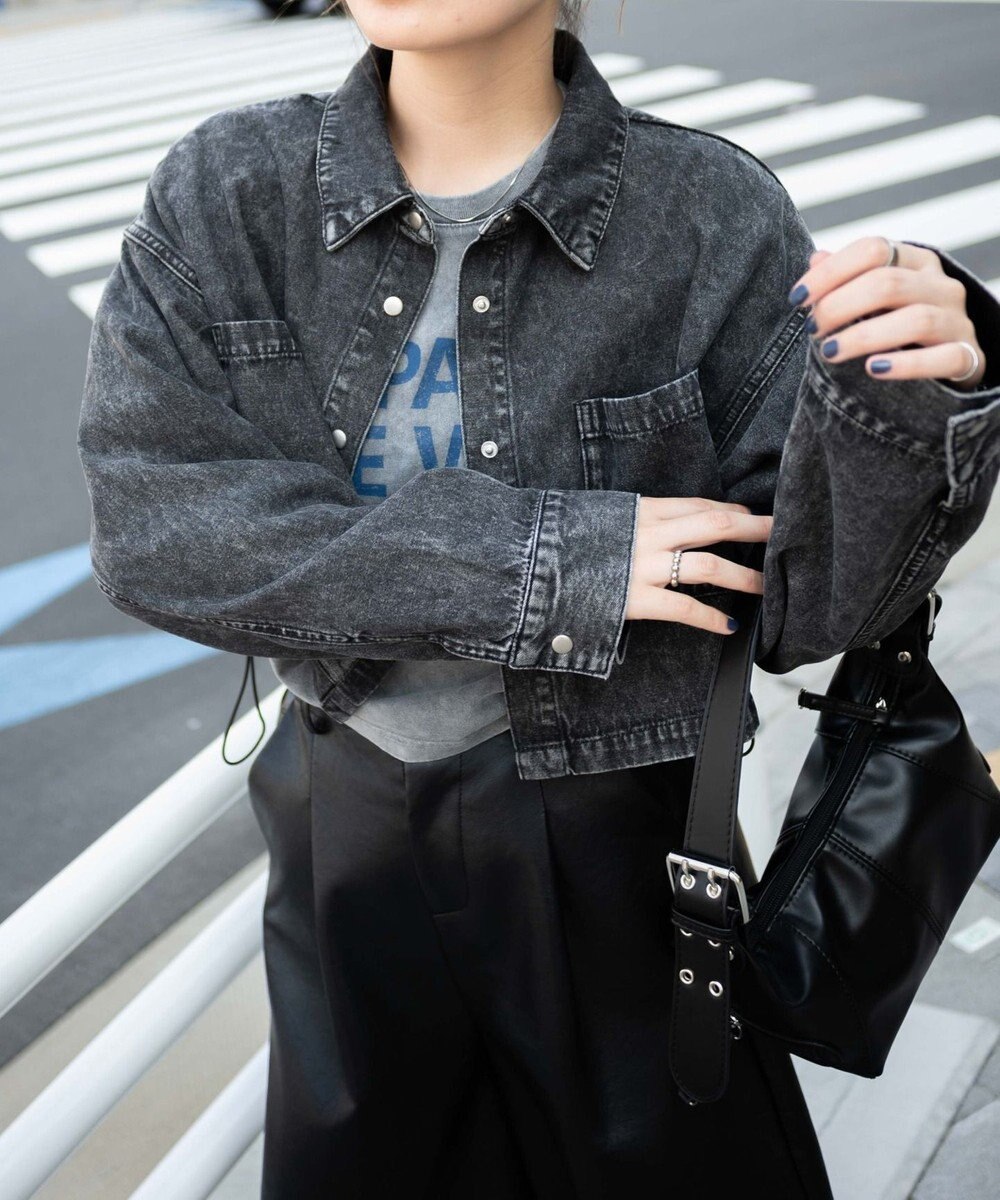 WEGO ヴィンテージウォッシュデニムショートシャツ 