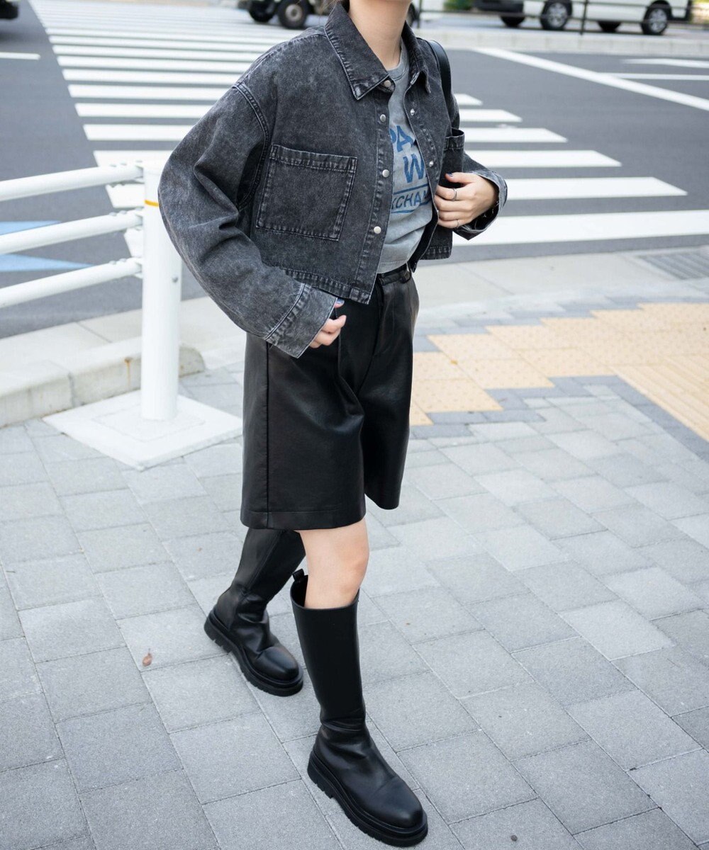 WEGO ヴィンテージウォッシュデニムショートシャツ 