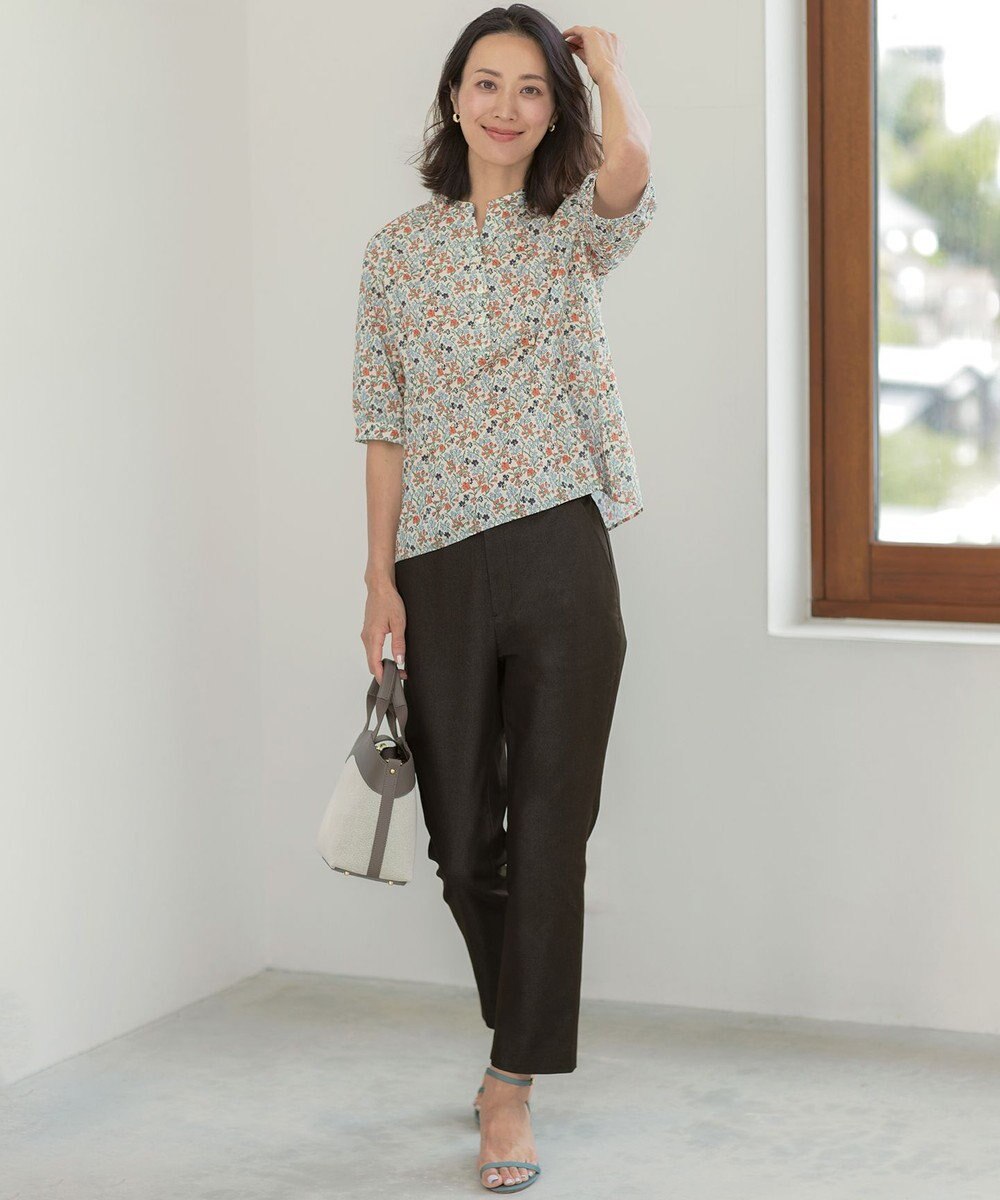 J.PRESS LADIES L 【WEB限定カラーあり】TCシャンブレーサテンST テーパード パンツ 