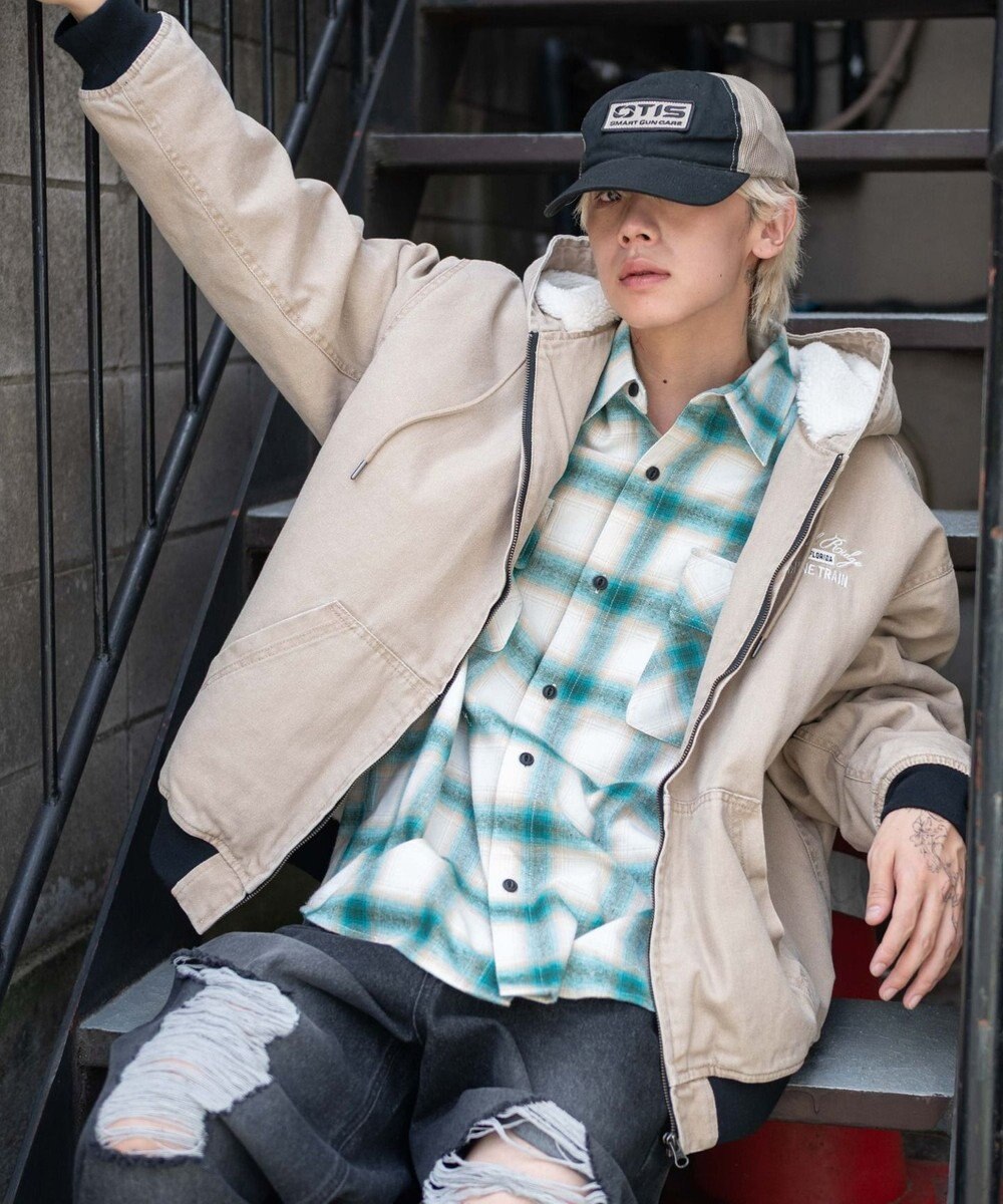 WEGO 【ユニセックス着用ITEM/MLサイズ展開】ワーカーズボアフードブルゾン 