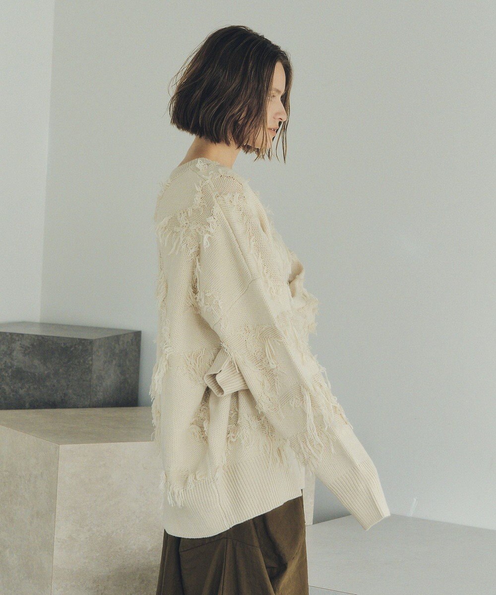 YECCA VECCA スター柄フリンジルーズニット 