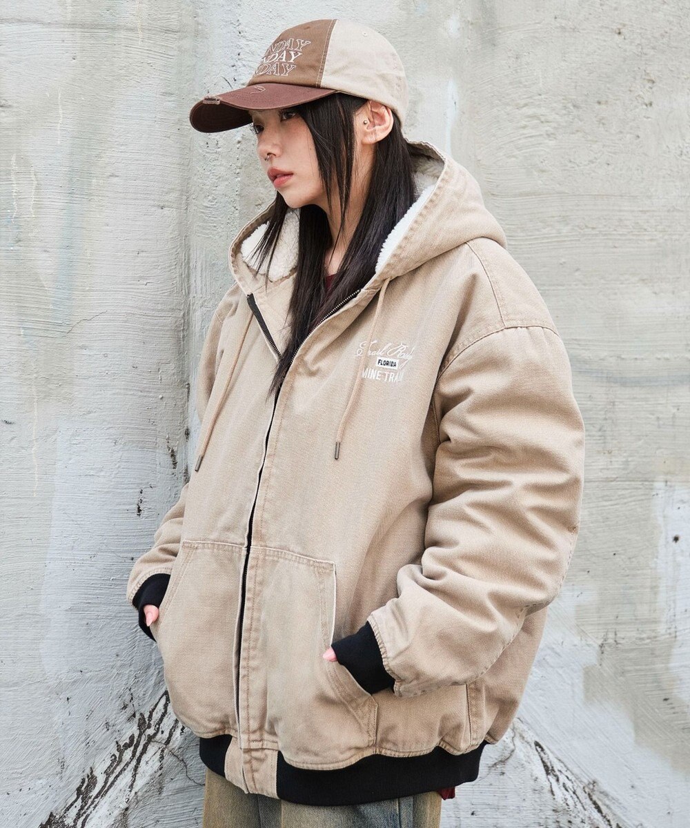 WEGO 【ユニセックス着用ITEM/MLサイズ展開】ワーカーズボアフードブルゾン 