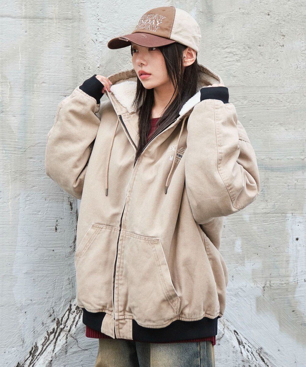 WEGO 【ユニセックス着用ITEM/MLサイズ展開】ワーカーズボアフードブルゾン 