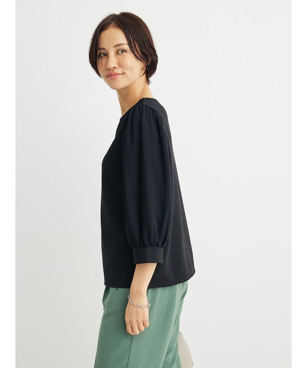 Green Parks 袖異素材使いリップルプルオーバー 