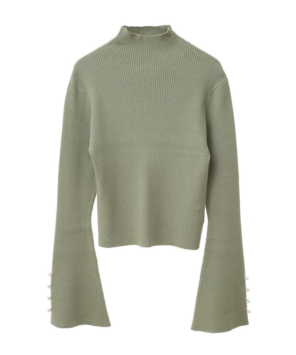 Green Parks ・ｓｗｉｎｇ　ｂｙ　袖パールボタンハイネックニット 