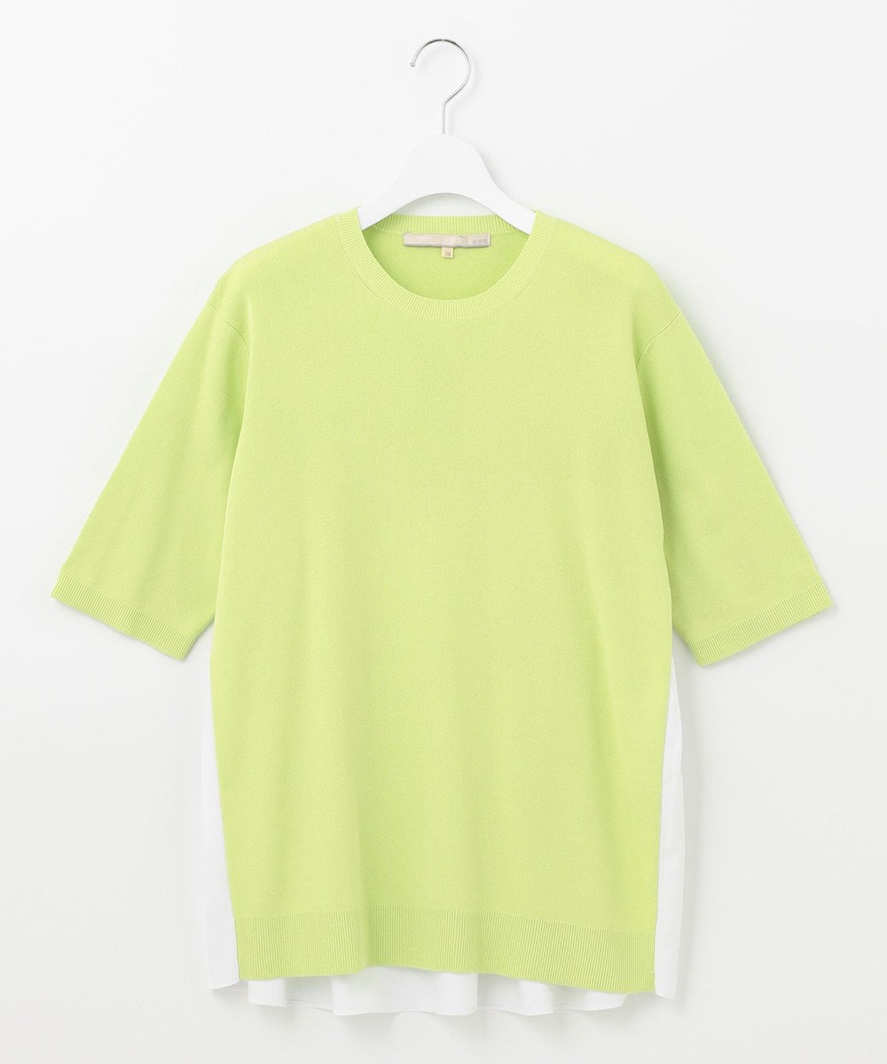 自由区 【洗える】ハイツイストコットンアセテート バックデザイン プルオーバーニット 