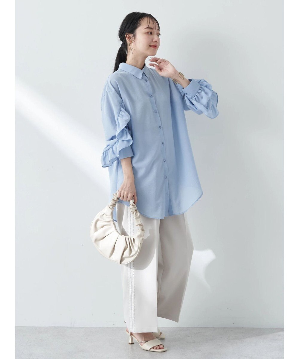 earth music&ecology フリルスリーブシャツ 