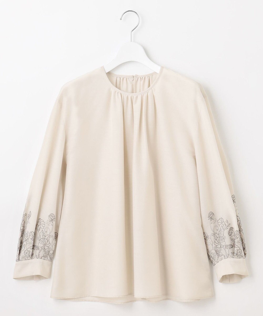 自由区 L 【洗える】シアーエンブロイダリープルオーバー ブラウス 