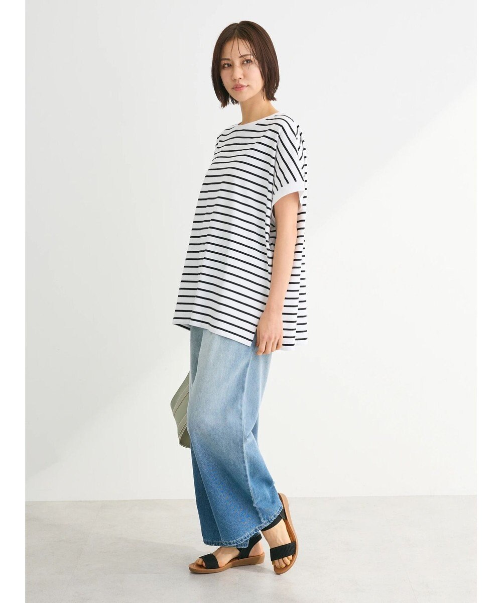 Green Parks インド綿 フレンチスリーブ前後差カットプルオーバー 