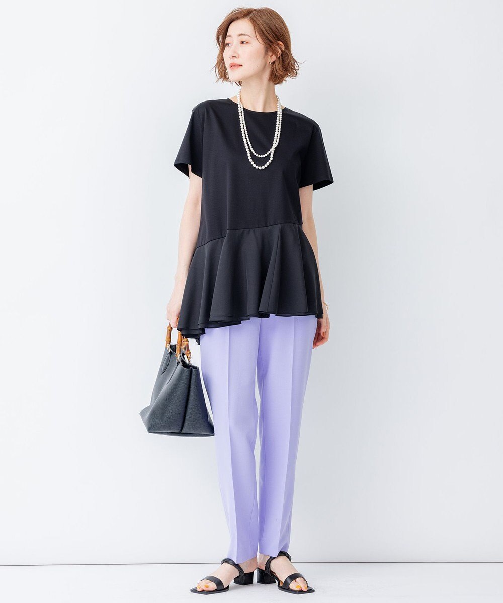 23区 S シアーフリルジャージー ペプラム カットソー 