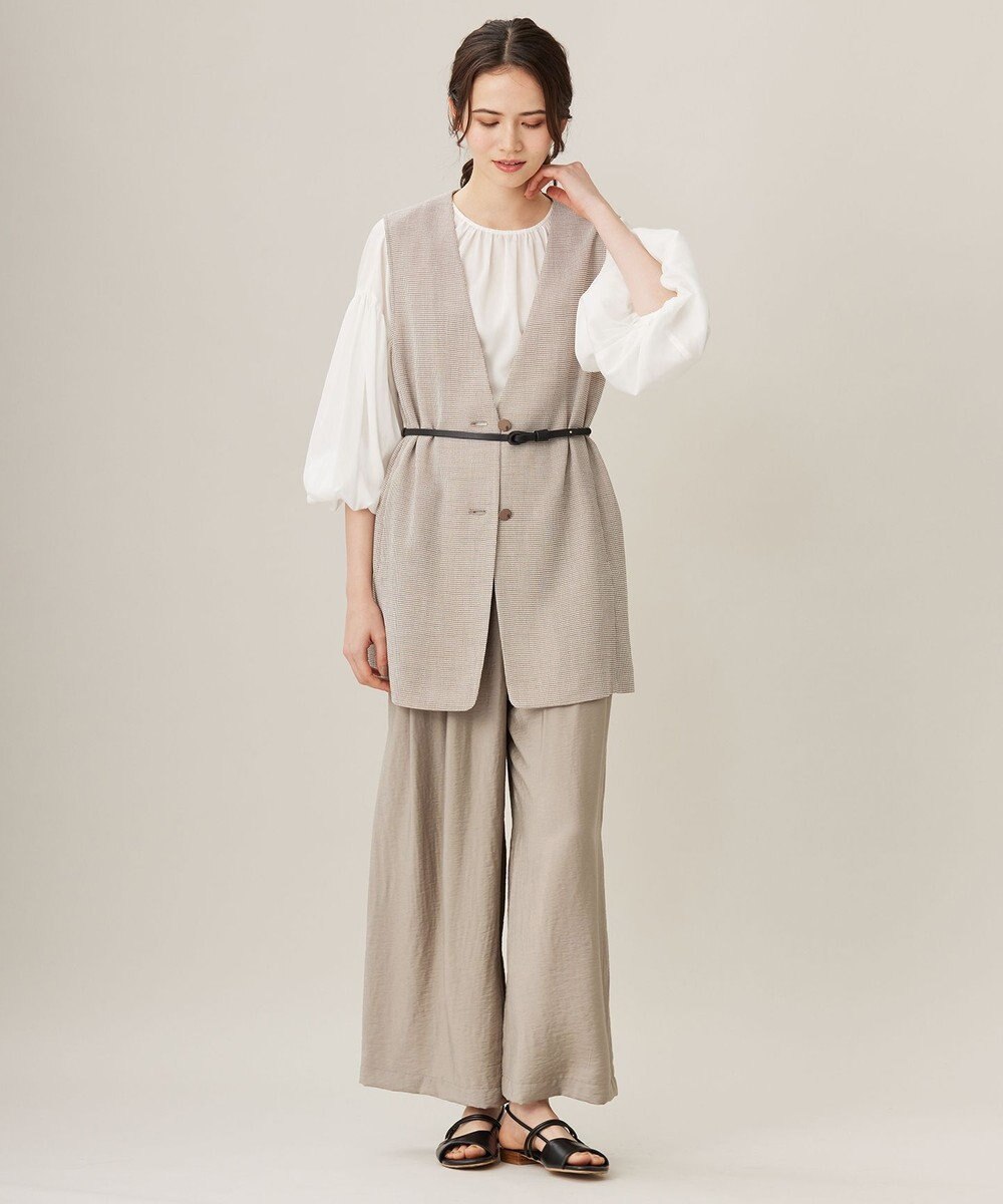 自由区 【洗える】ライトカラミミドル丈 ジレ 