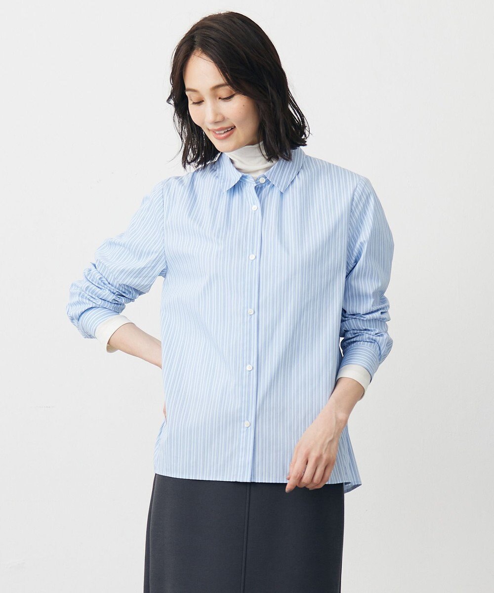 J.PRESS LADIES BEZ ドビーストライプ シャツカラー ブラウス 