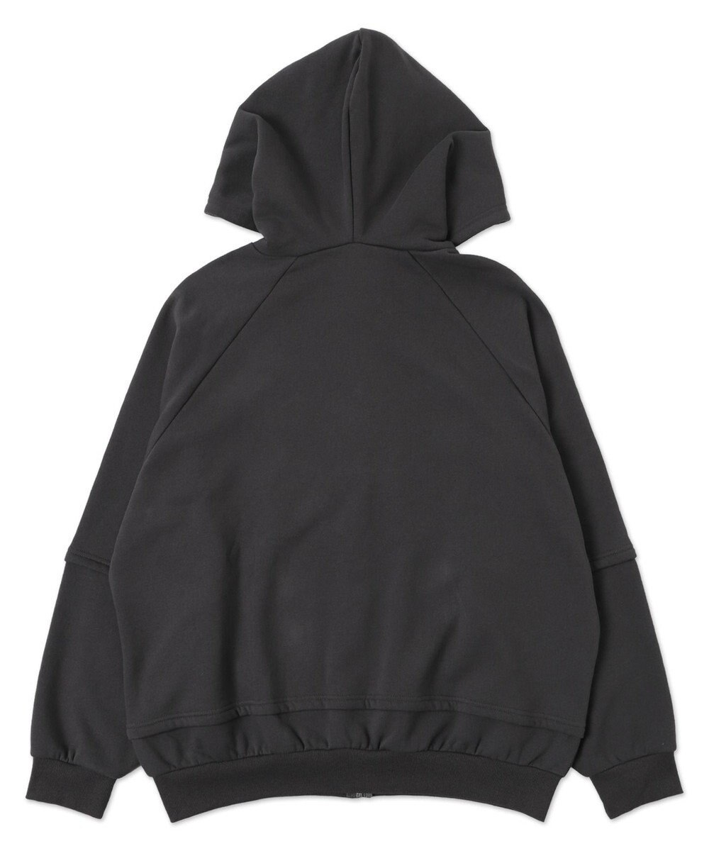 WEGO 【ユニセックス着用ITEM】ダメージアップリケレイヤードZIPパーカー 