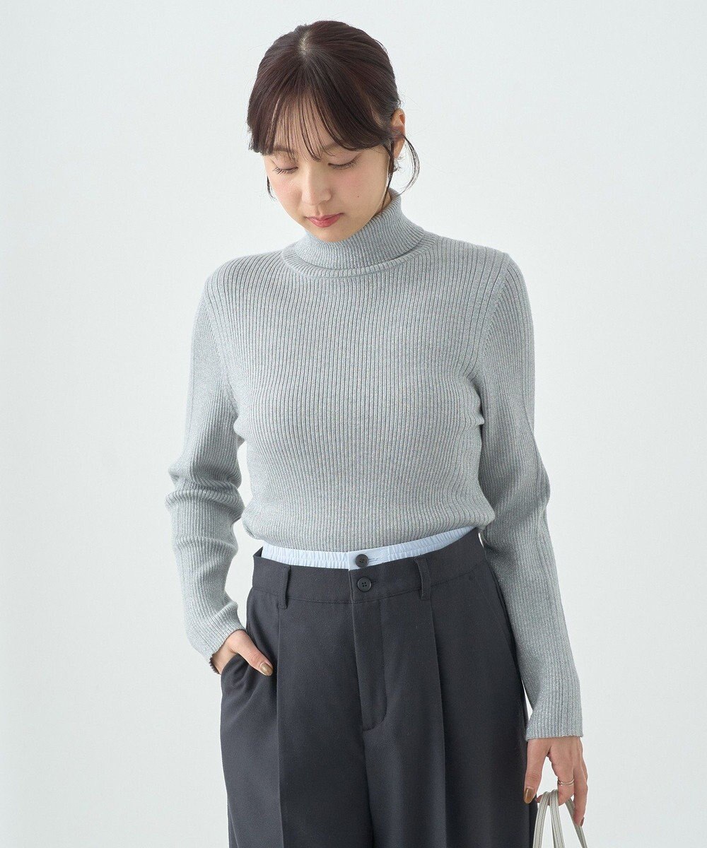 earth music&ecology ラメタートルネックニットプルオーバー 