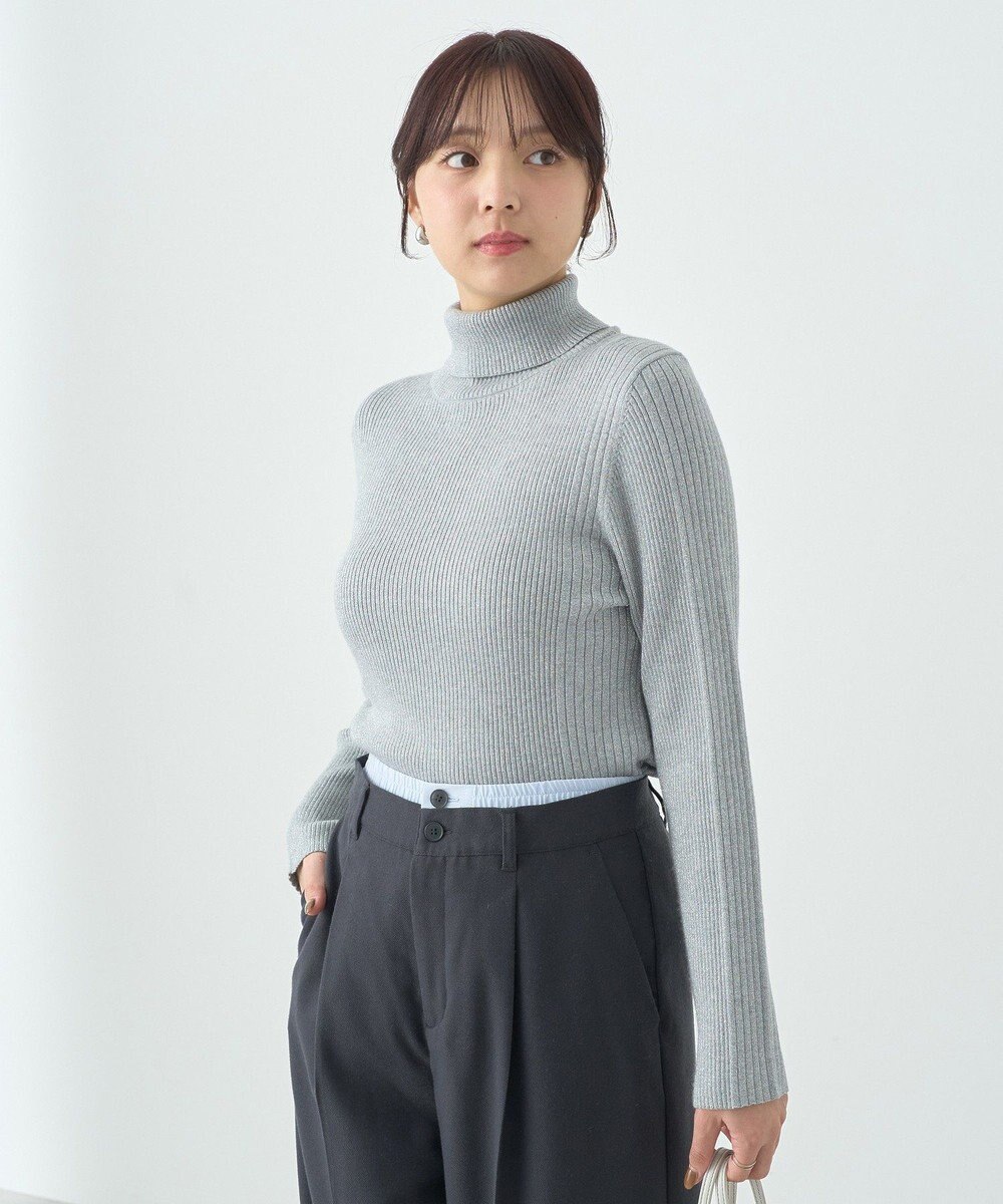 earth music&ecology ラメタートルネックニットプルオーバー 