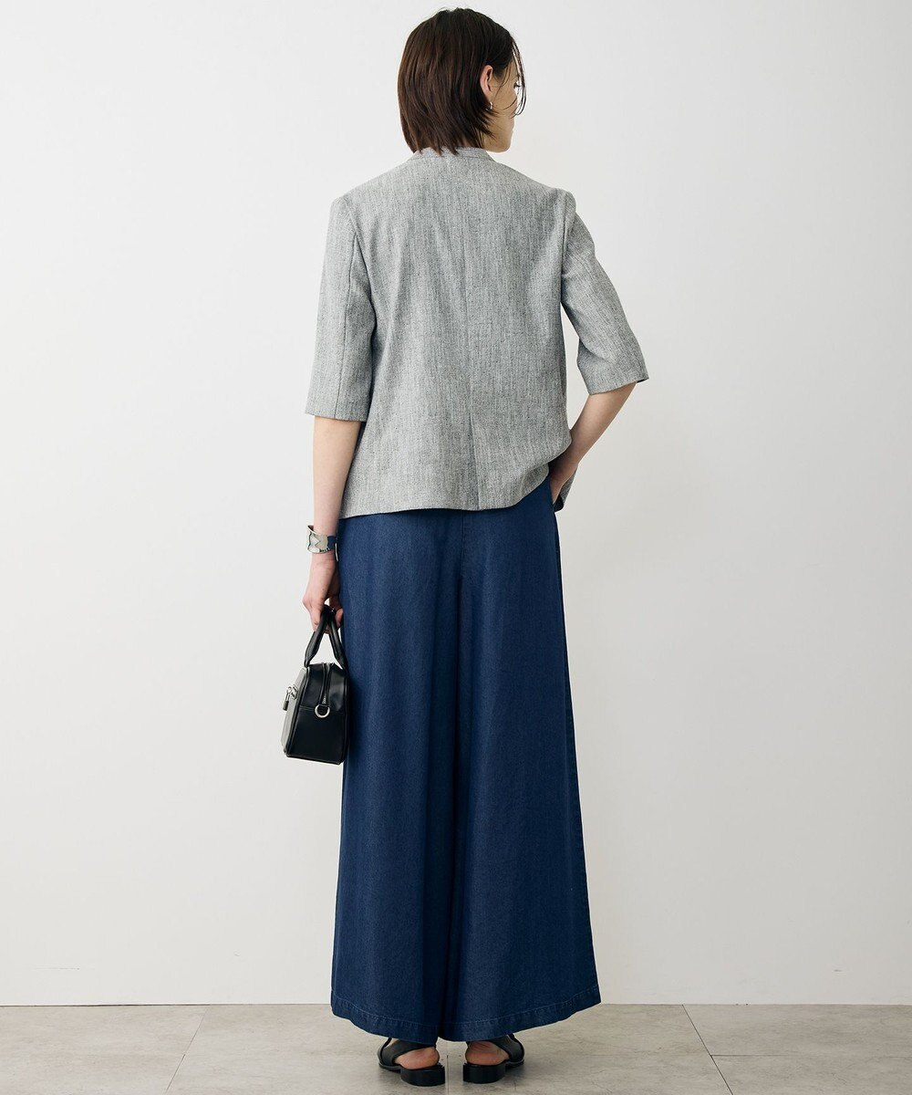 ICB L ストレッチMIXツイード 半袖ジャケット 