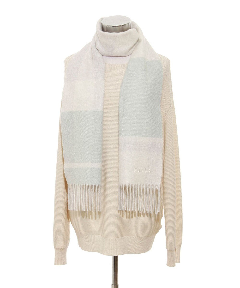 MOONBAT 【洗える】FURLA カシミヤ混ラメ入りチェックストールマフラー／幅30cm 