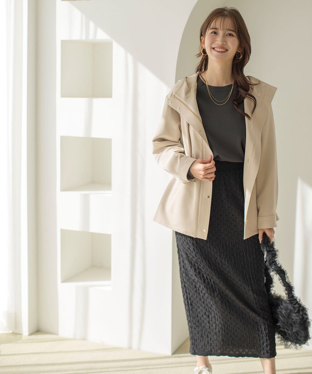 ANY SIS 【撥水・UVカット・洗える】フーデットハーフ コート 