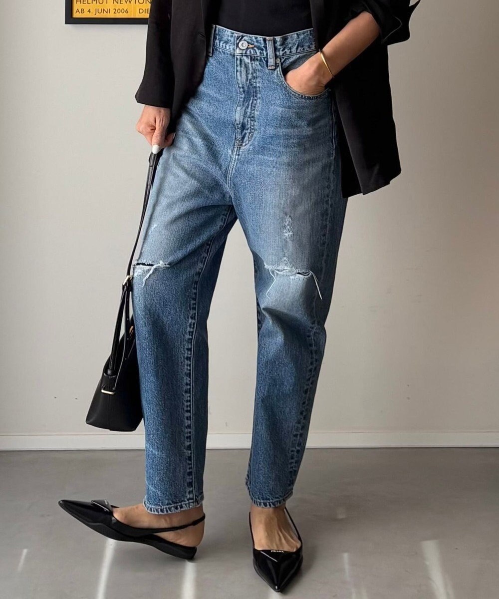 woadblue 【先行販売】SALUU サルー ストレートアンクル デニムパンツ ダメージ 