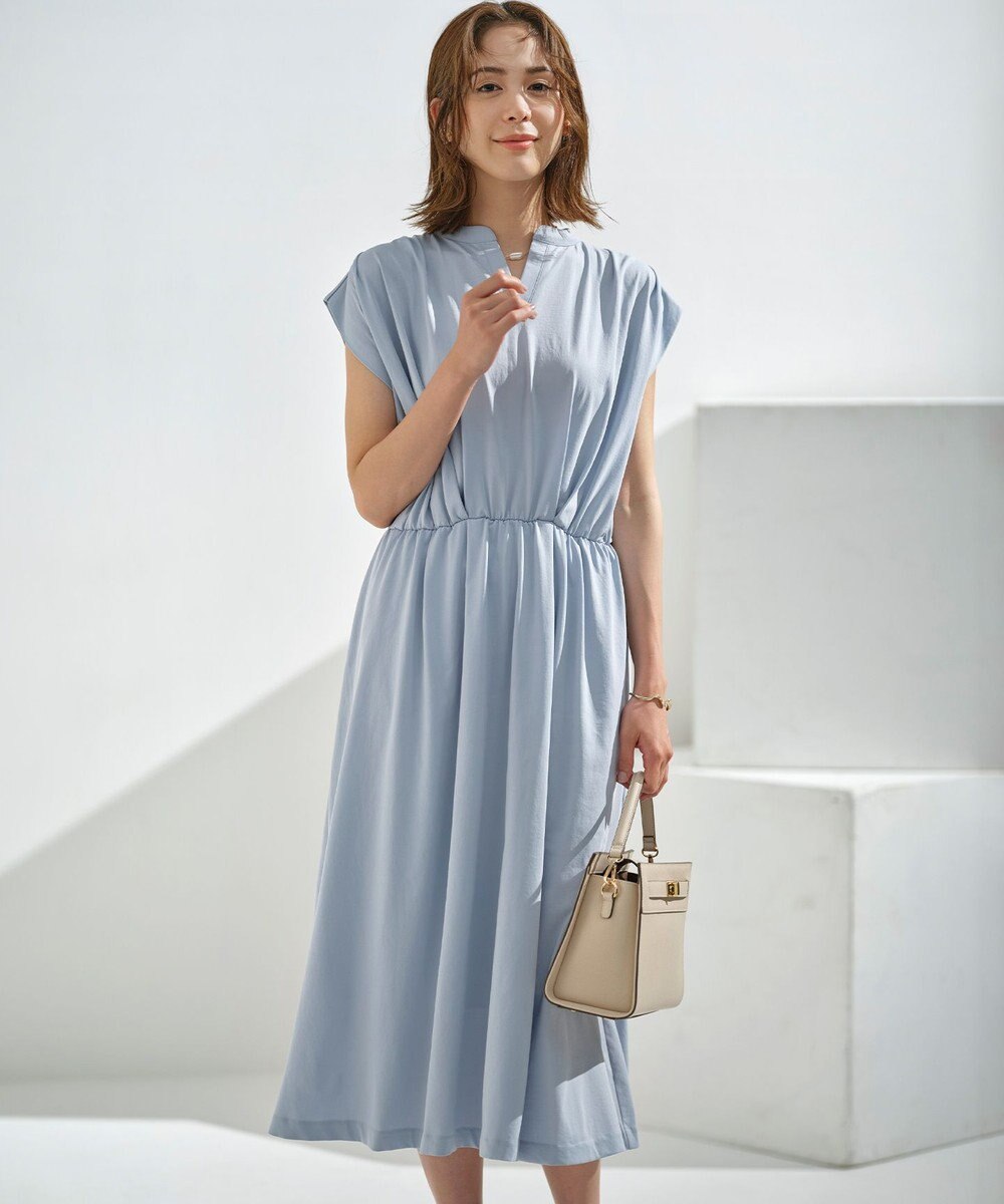 組曲 【洗える・WEB限定】プレーティング天竺 ドレープワンピース 