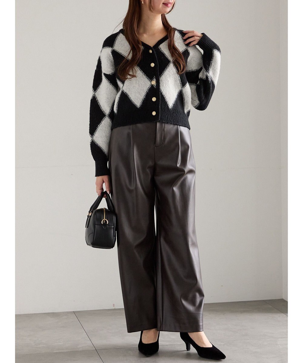 Te chichi アーガイルジャガードVネックカーディガン 