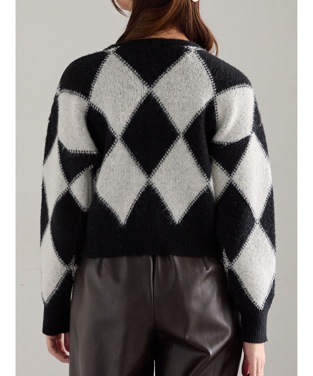Te chichi アーガイルジャガードVネックカーディガン 
