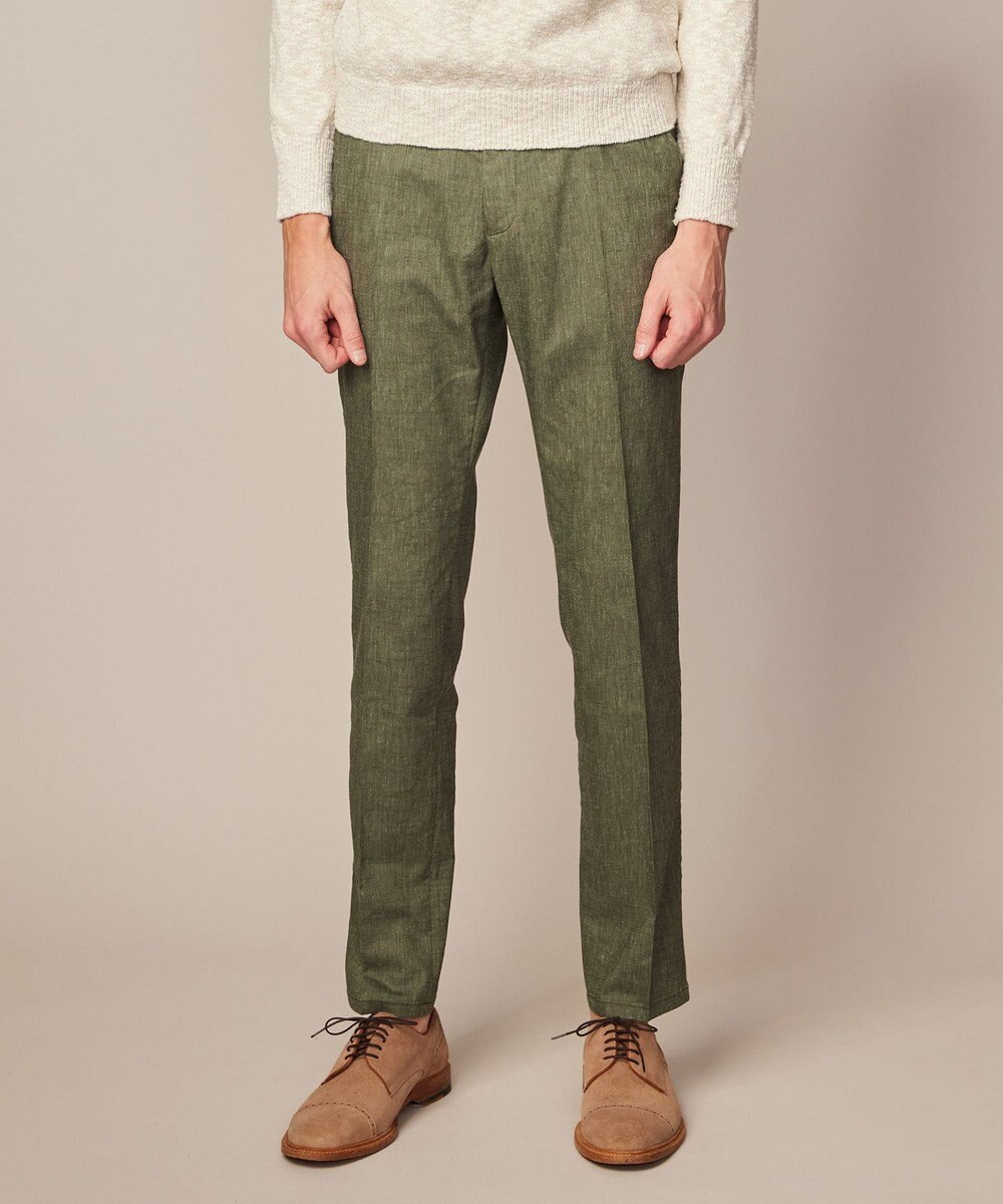 JOSEPH ABBOUD 【ウエストも伸びる！/ストレッチ】ミックスリネンシャンブレーパンツ 