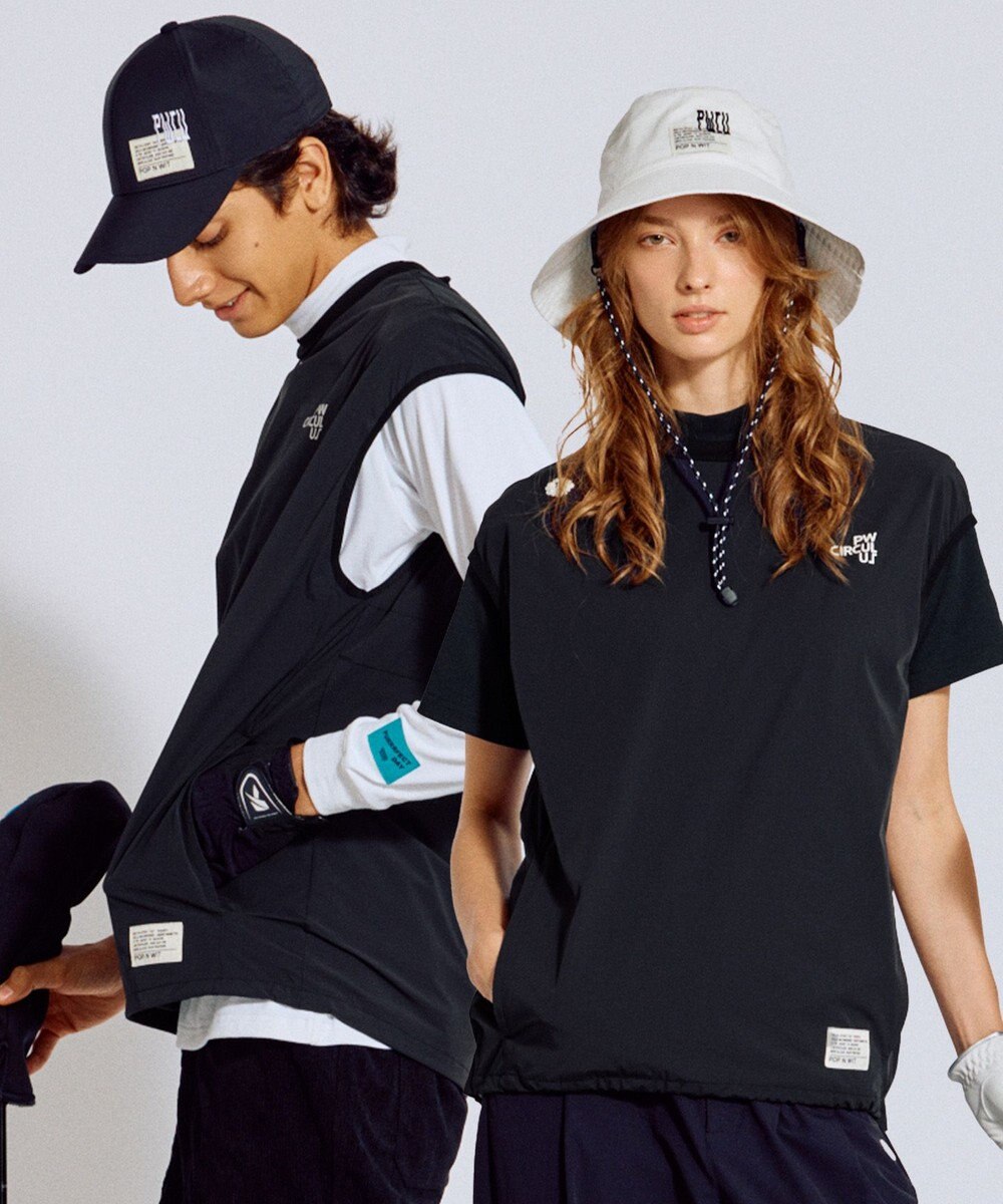 PW CIRCULUS 【撥水加工 / 小さくまとまる】【UNISEX】オーバーサイズ パッカブルベスト ゴルフウェア メンズ レディース 
