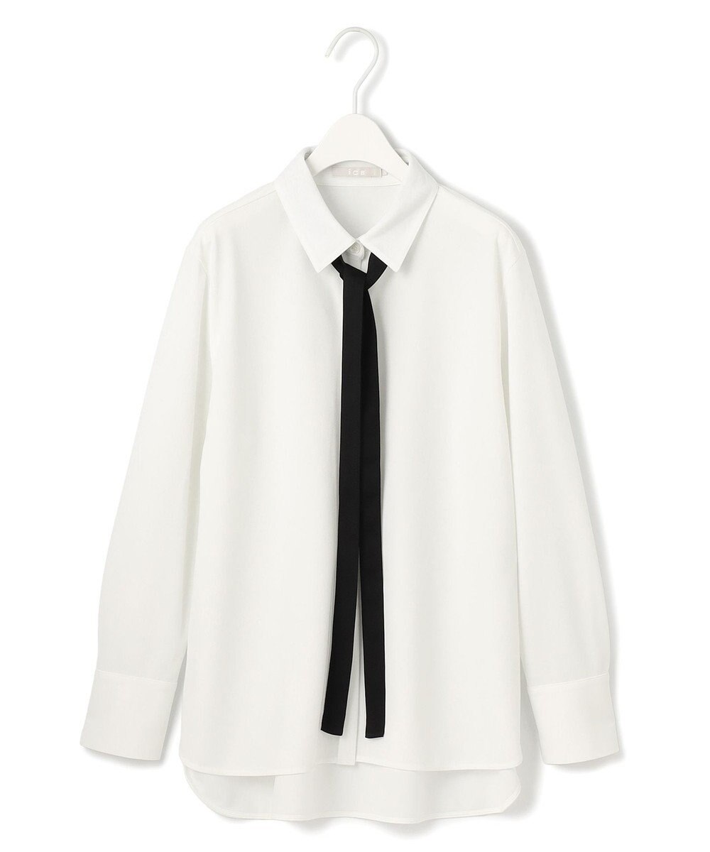 ICB 【洗える】マラボーテジョーゼット ボウタイデザインカットソー 