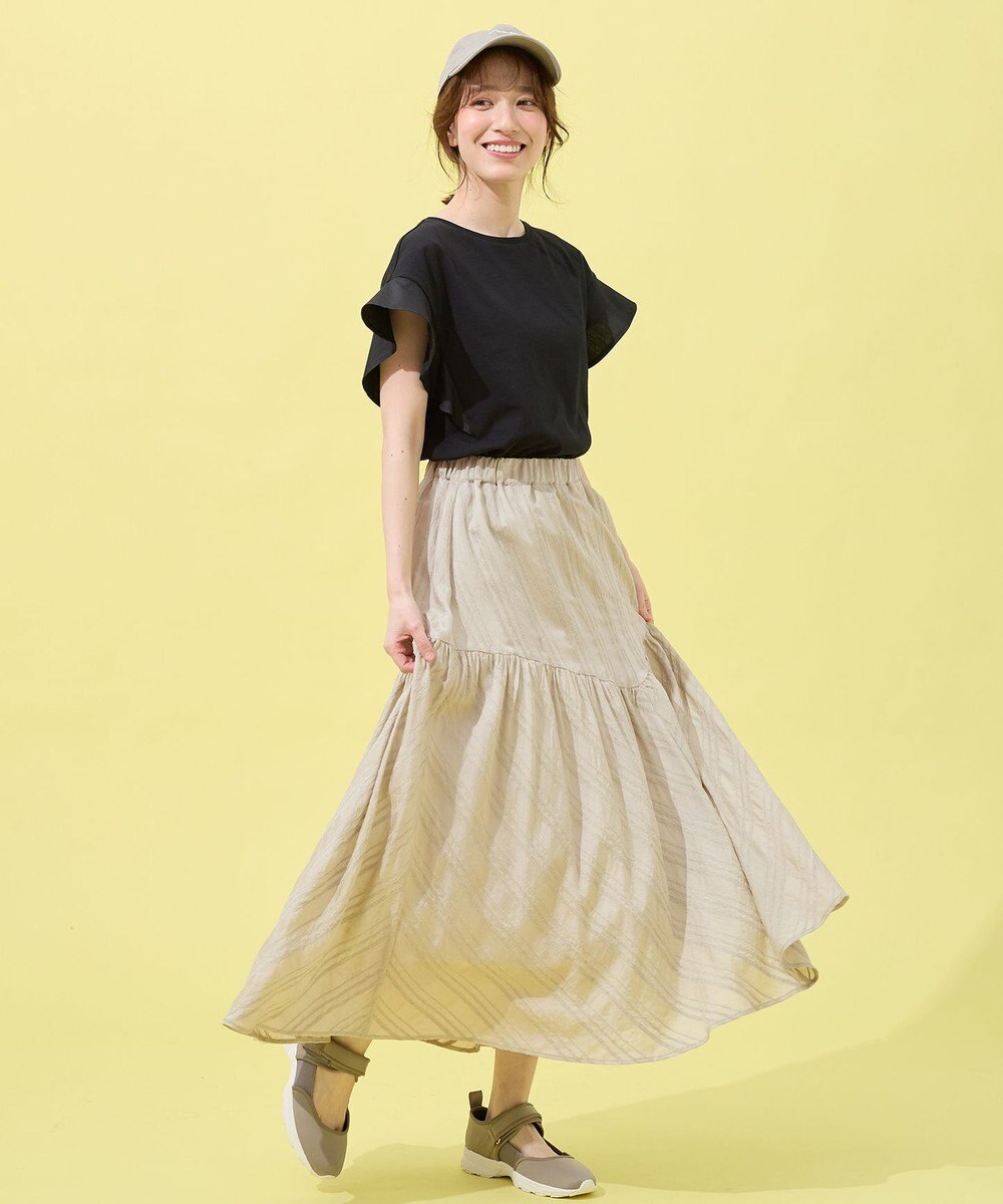 ANY 異素材コンビフリルスリーブプルオーバー 