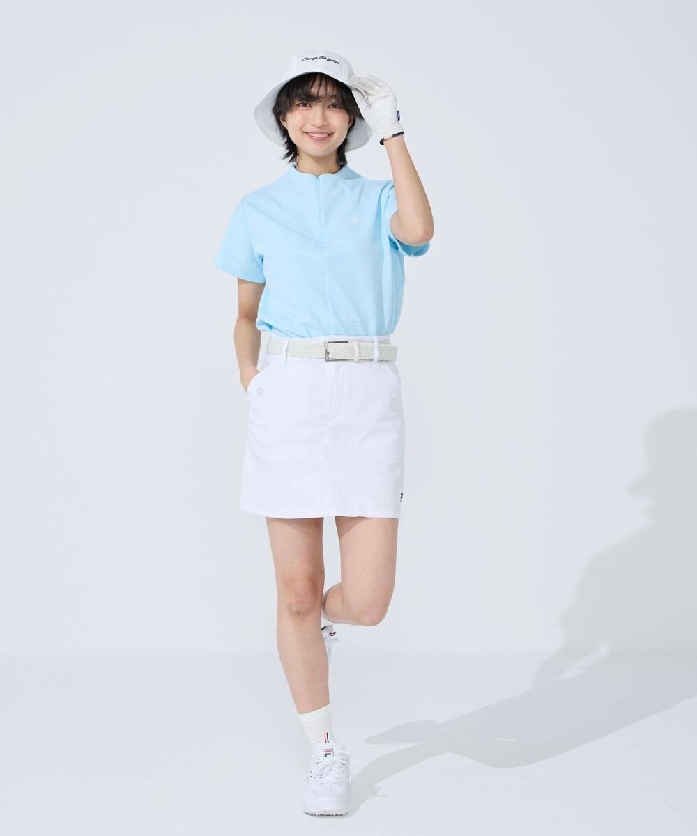 FILA GOLF／marie claire 【FILA GOLF】 チェッカーフラッグ柄エンボス半袖シャツ 