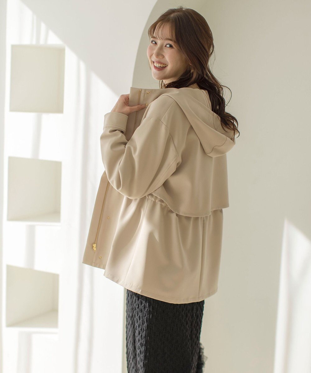 ANY SIS 【撥水・UVカット・洗える】フーデットハーフ コート 