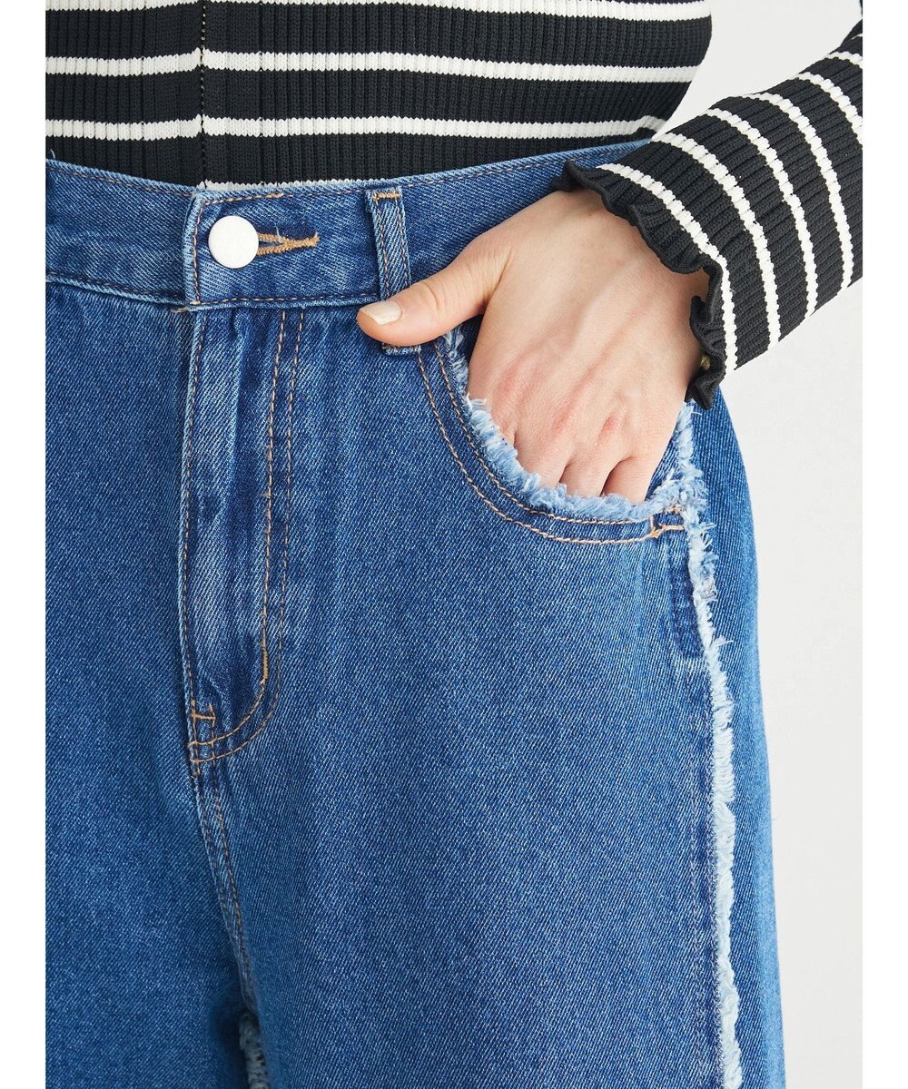 Green Parks ・Ｄｏｕｂｌｅ　Ｆｌａｇｓフリンジラインストレートデニム 