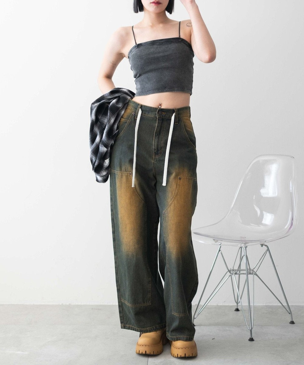 WEGO 【カップ付きインナー】ヴィンテージウォッシュカップインショートキャミ 