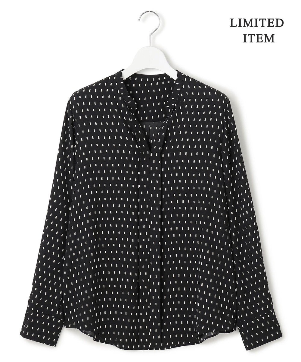 ICB L 【新色追加・WEB限定】BackSatinAmunzen キーネックブラウス 