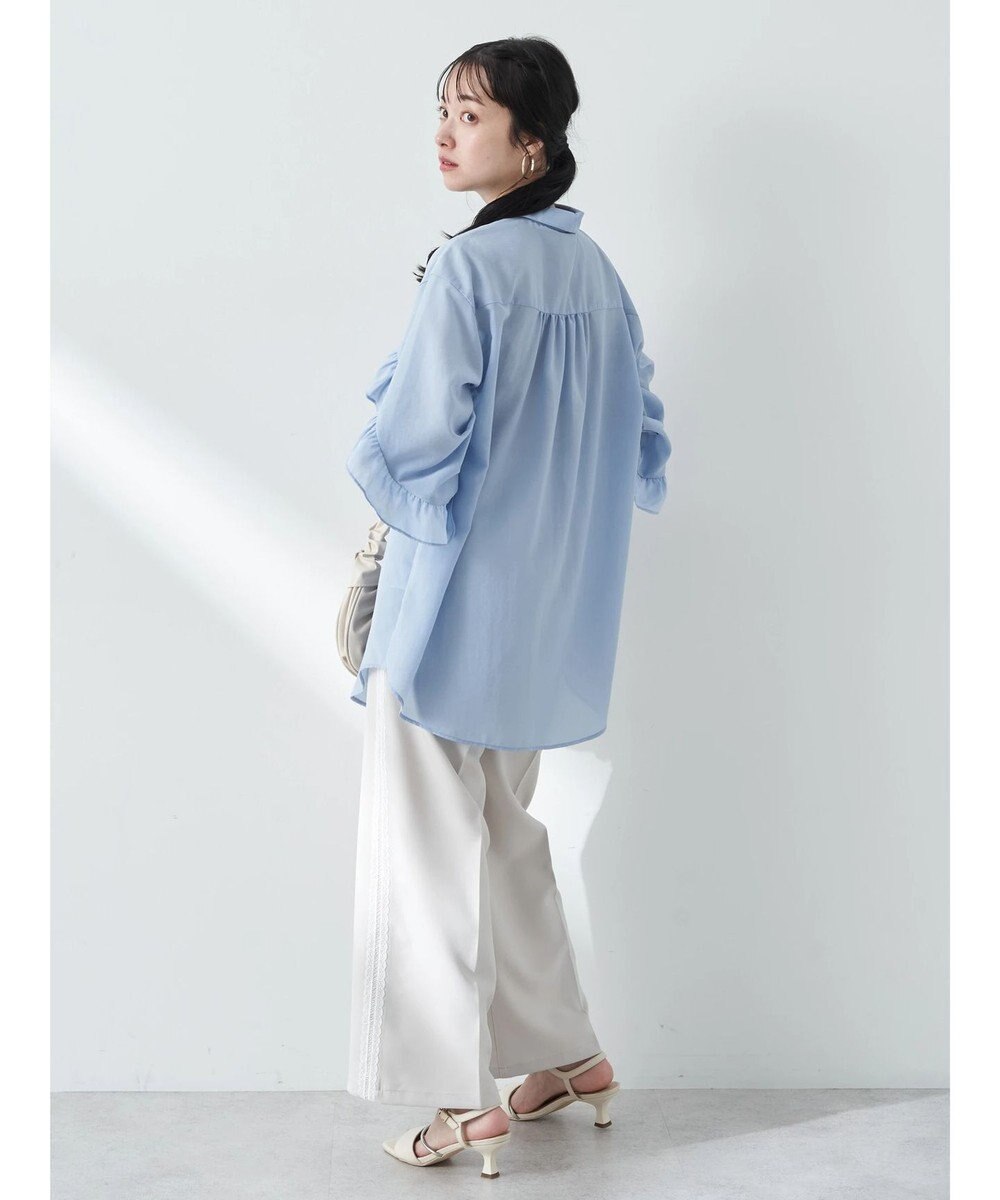 earth music&ecology フリルスリーブシャツ 