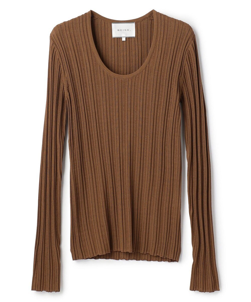 BEIGE， LABRADO / ランダムリブ Uネックニット 