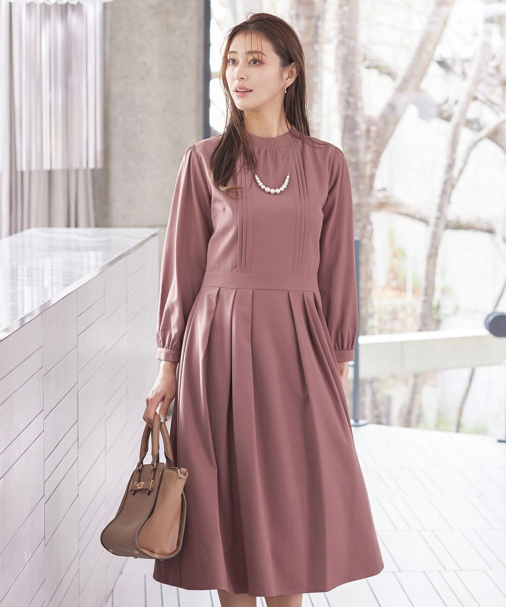 Tiaclasse 【洗える】ハイネックピンタックワンピース 