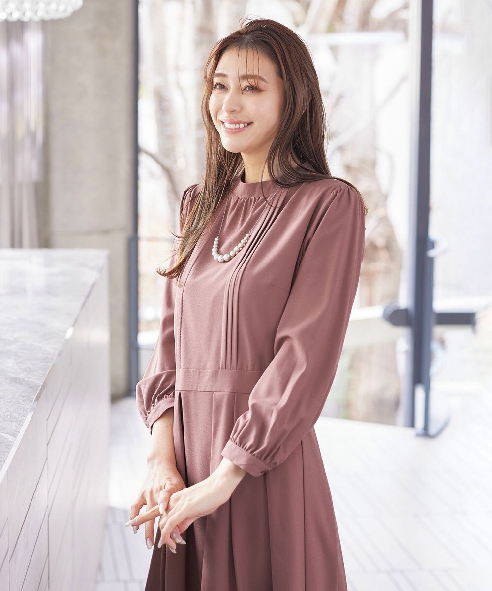 Tiaclasse 【洗える】ハイネックピンタックワンピース 