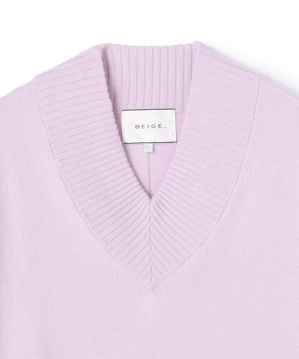 BEIGE， 【洗える】POMPE / ウールカシミヤ配色ラインVネックニット 