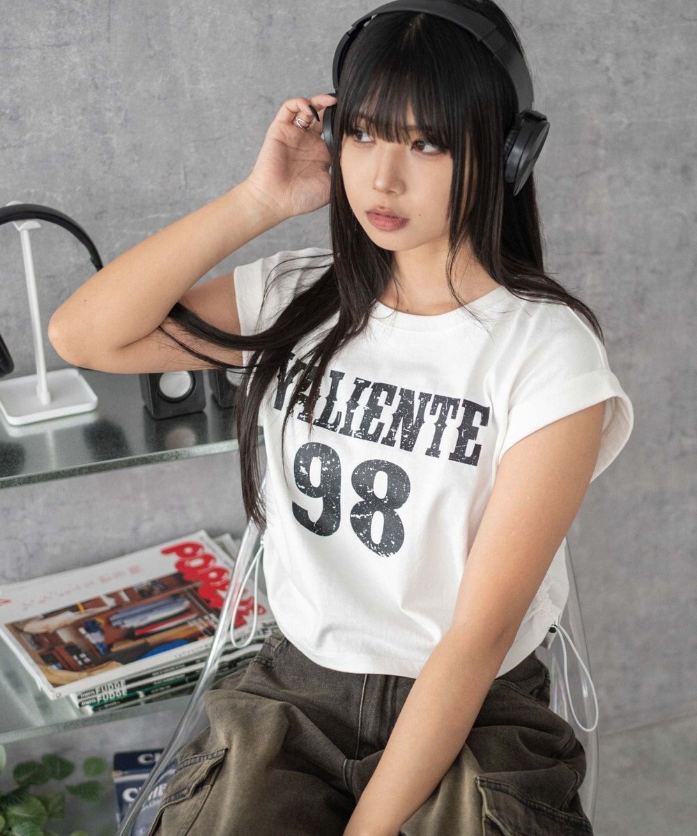 WEGO グラフィックノースリーブサイドドロストショートT 