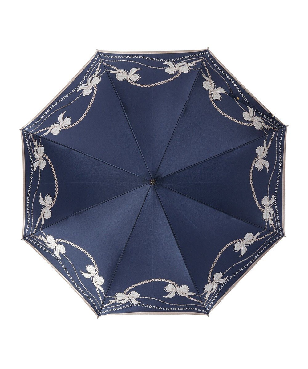 MOONBAT 【雨傘】ランバン オン ブルー (LANVIN en Bleu) リボン ハート ナイロンサテン 長傘 